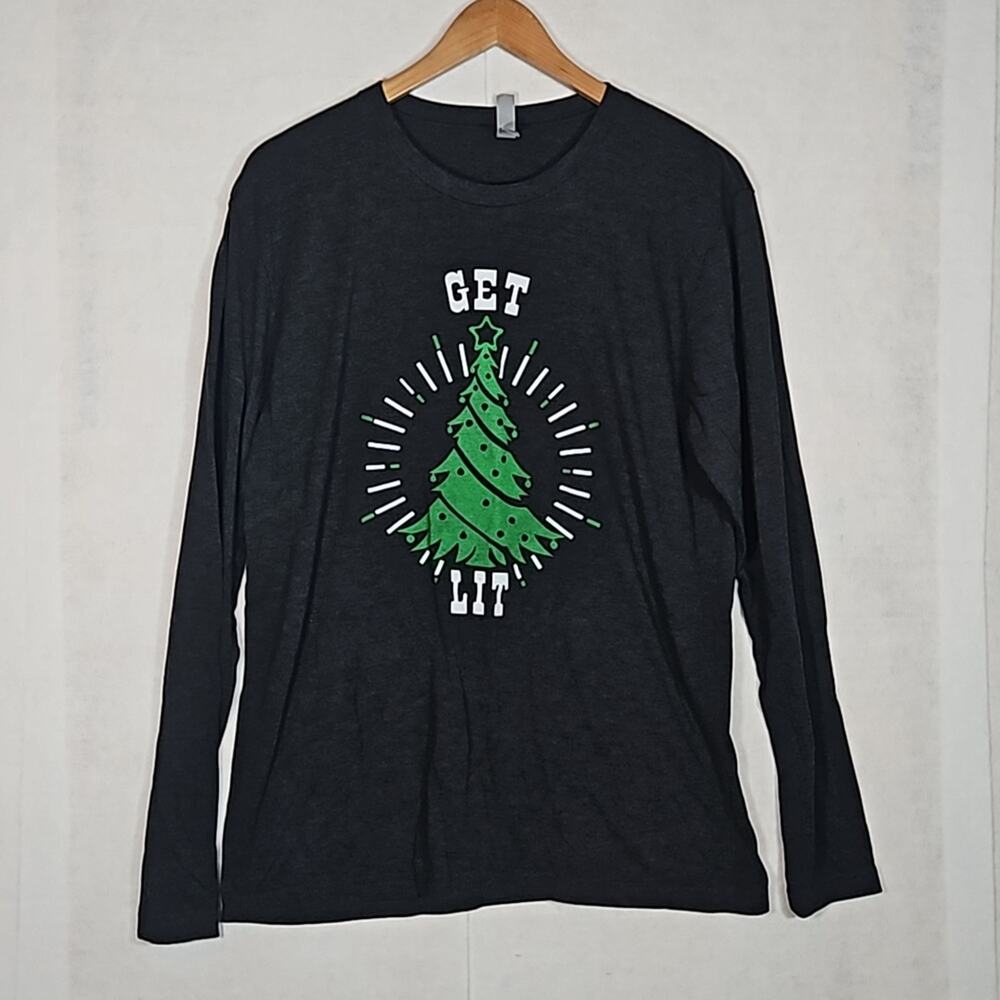 "Get Lit" Charcoal Grey Ugly Christmas Long Sleeve Tee - Unisex